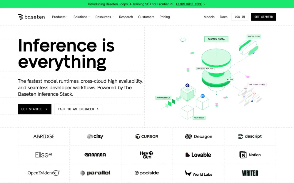 Baseten homepage — inference is everything