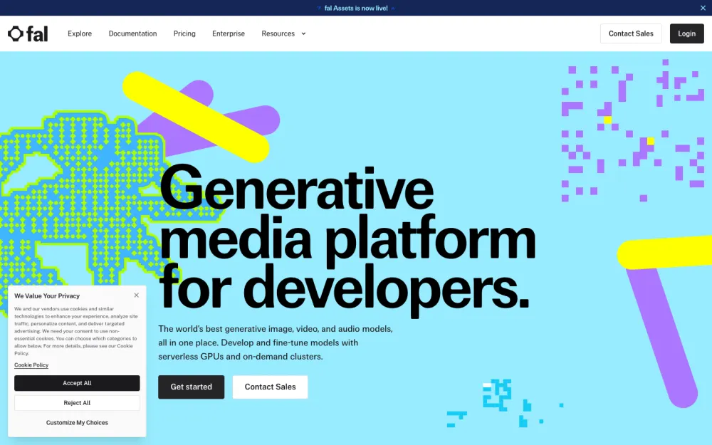 fal.ai homepage — generative media platform for developers